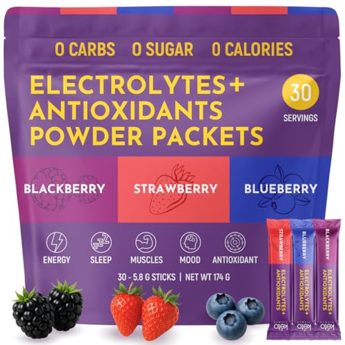 Keto Vitals Antioxidant Electrolytes Powder Packets No Sugar | Keto Friendly Electrolytes Travel Packets | Variety Stickpacks | Energy Drink Mix | Zero Calorie | Zero Carb (Berry Assorted 30)