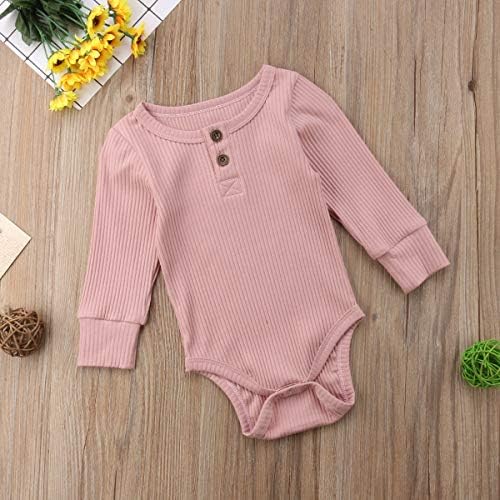 BULINGNA Baby Girl Boy Outfit Long Sleeve Knitted Romper Soild Sweater Unisex Baby Fall Winter Clothes (A-Pink, 0-3 Months)
