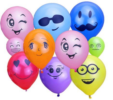 HK Balloons Printed Smiley Face Expression Balloon (Multicolor-Smiley-Pack of 100)