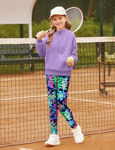 Image of Girls Clothes 2Pcs Outfit Set with Zip-up Top and Trendy Printed Pants Teen Girl Clothes 6-14Y