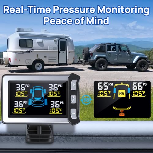 Masoll RV Tire Pressure Monitoring System, Gen 2 Tire Pressure Monitor with Color LCD Display, TPMS with 6 Sensors for Travel Trailer/5th Wheel/Camper, 0-87PSI with 120ft Transmission Distance - Image 3