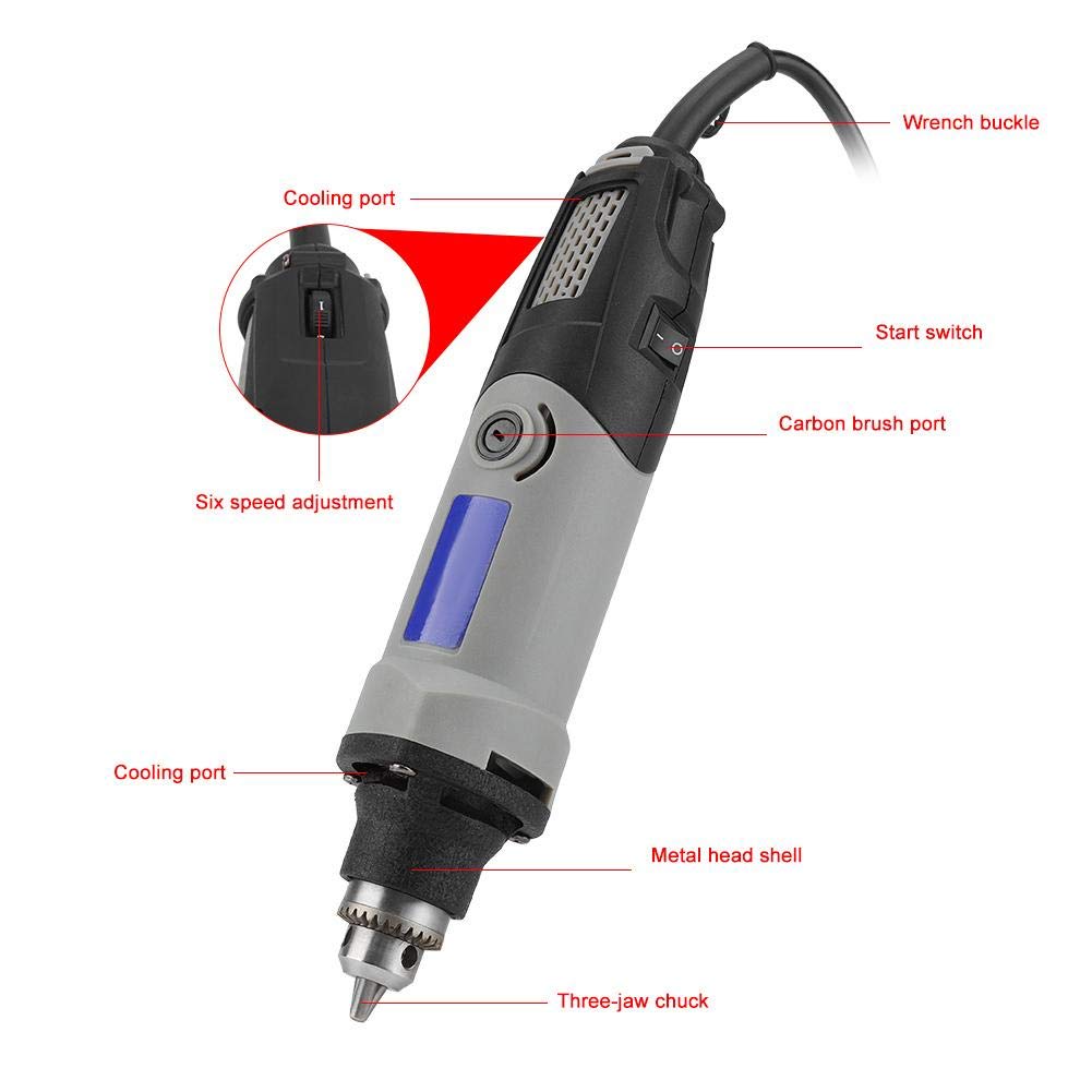Acouto Meuleuse Électrique 400W 6 Vitesses Mini Meuleuse Perceuse Électrique Outil Rotatif Vitesse Variable Fiche UE 220V