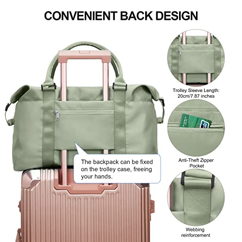 Travel-Duffel-Bags-for-Women-Men-Sport-Gym-Tote-Bag-with-Wet-Pocket-Waterproof-Weekender-Overnight-Bag-Carry-On-Bags-with-Trolley-Sleeve-for-Airplanes-GreyGreen