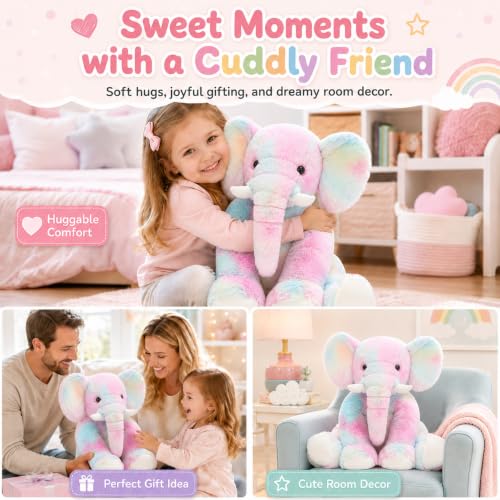 Image of MorisMos Elephant Stuffed Animal, 20 Inch, Soft Plush Toy, Kids Gift, Decor