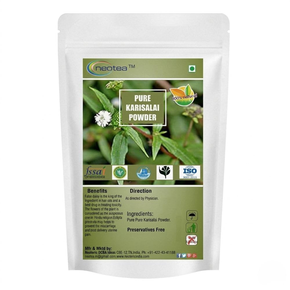 Neotea Karisalankanni Bhringraj Powder | Eclipta Alba | White Prostrata | Natural Hair Growth & Scalp Care | Dandruff Control | Liver Support | False Daisy Leaves | No Preservatives | Pure & Chemical-Free | Kayonni, Kesaraja, Bhangra | Karisalai 500 GM-image-41