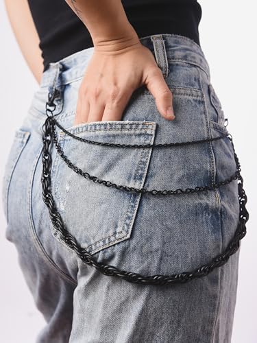 Sacina Gothic Black Layred Biker Pants Chain, Wallet Belt Chain, Goth Grunge Accessories, Jewelry Gift for Women2