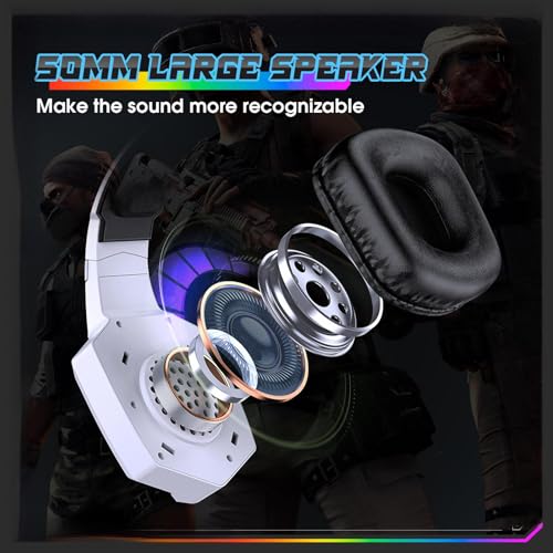 Image of Gaming Headset with Microphone, Gaming Headphones Compatible for PS4 PS5 Xbox PC with RGB Lights, PlayStation Headset with Noise Reduction 7.1 Surround Sound Over-Ear and Wired 3.5mm Jack