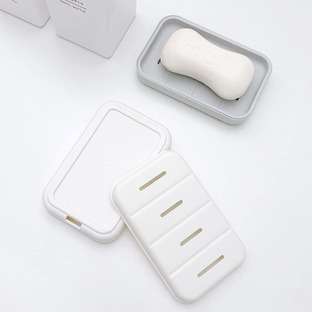 Portasapone Quadrato Trasparente Con Strato Drenante - 2 Pezzi In PP (Bianco E Blu) - 4