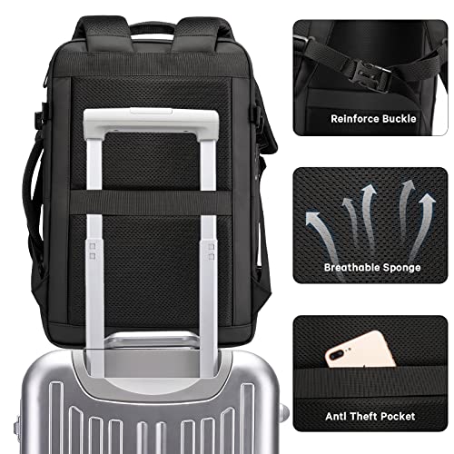 Image of BANGE 35L Men's Expandable Laptop Backpack for 17.3Inch Laptop, Carry On Backpack Fits Under Seat Airline Approved, Personal Item Travel Bag for Men