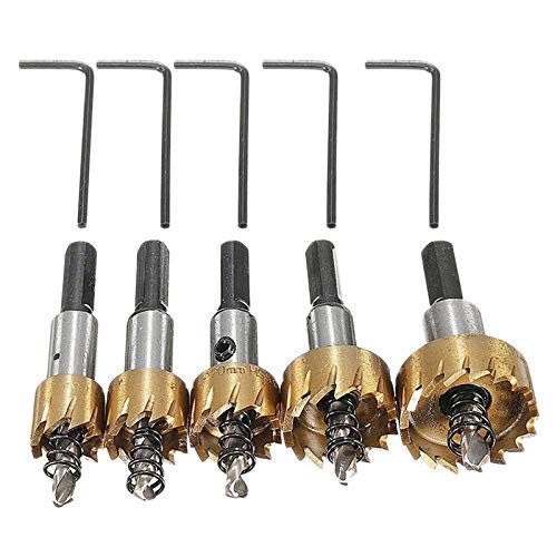 ZYL-YL 5Pcs HSS 6542 16-30mm Titanium-Plated Serrated Hole Opener Drill Bit Set