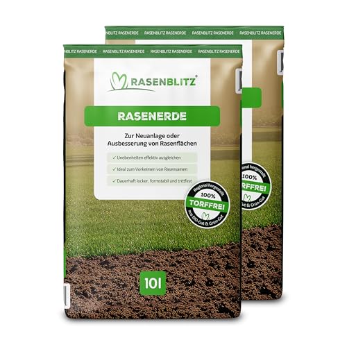 BodenLiebe RASENERDE 20 Liter torffreie PremiumRasenerde mit Startdünger perfekt für größere Rasenflächen Neuansaat & Nachsaat locker formstabil & nährstoffreich ideal für Rollrasen
