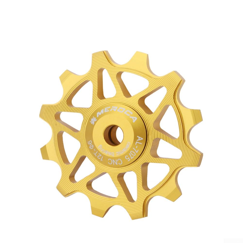 MTB Road Bike Ceramic Bearing CNC Pulley Rear Derailleur 12/14T Jockeys Wheel(12T Gold)
