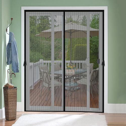Magnetic Screen Door for 48 x 80 Inch French Door, Screen Itself Size: 50" x 81", Glass Sliding Door Heavy Duty Screen Door Mesh Curtain Keeps Bugs Out for Patio, Sliding Or Large Door
