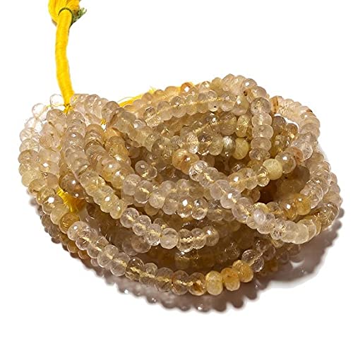 Quartz rutilé doré d'exception perles facettées de qualité supérieure