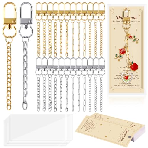 Image of Wurosi 24 Sets Keychain Making Kit for Bag Charm with Package,Gold & Silver