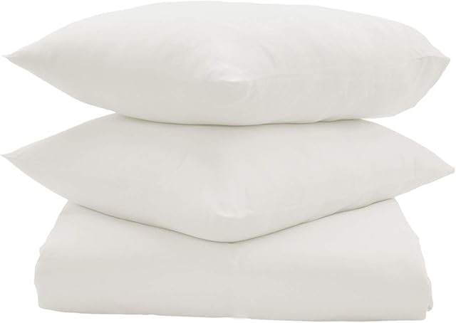Amazon Brand - Umi-100% Cotton Plain Sateen Super King Size Duvet Cover with Two Pillowcases, 300 Thread Count, Ivory, Super Soft and Comfortable, Breathable