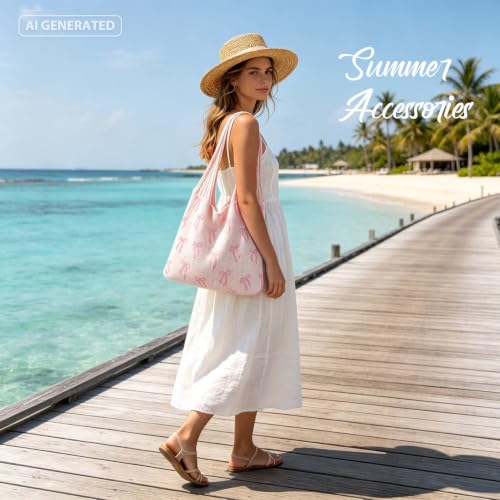 Image of hatisan Crochet Bag for Women, Handmade Knit Beach Tote Bag Summer