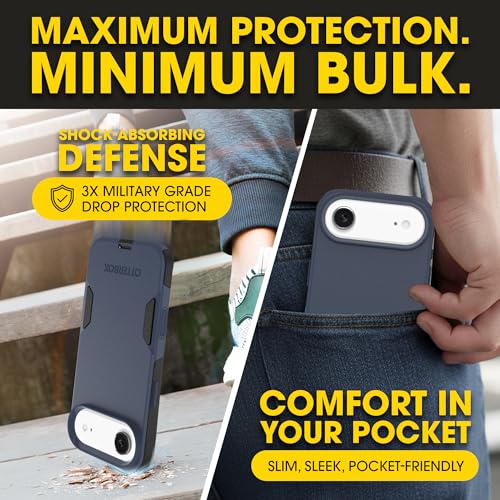 Image of OtterBox iPhone 17 Air (Only) - Commuter Series Case - Built-in MagSafe - Thin, Dual-Layer, Pocket-Friendly, Port Cover - Midnight Sky (Blue /Black)