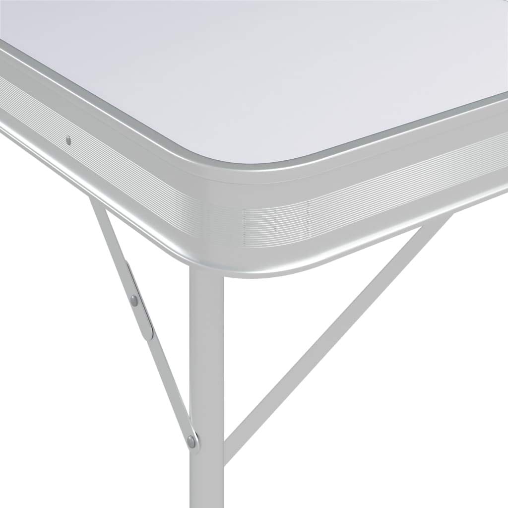 Klappbarer Campingtisch mit Sitzbänken aus Aluminium Braun, kompakt und platzsparend, leicht tragbar für Outdoor Picknick, Garten, Wandern, Festival und Camping Nutzung