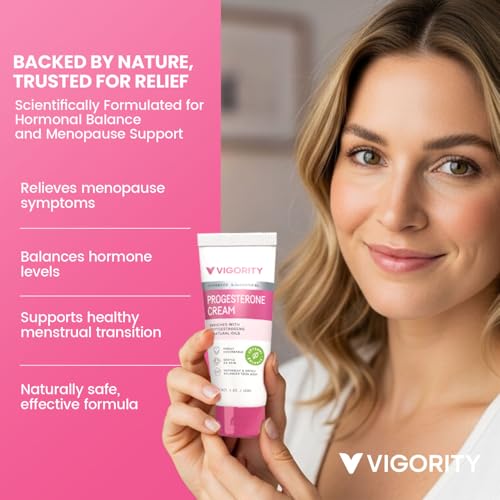 Vigority Progesterone Cream for Women - Natural Bioidentical Progesterone Cream for Hormone Balance - Natural Menopause Support for Hot Flashes Night Sweats