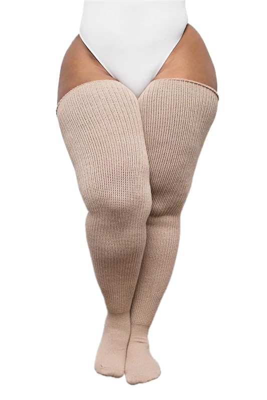 Image of Thunda Thighs Plus Size Thigh High Socks, Over the Knee High Boot Stockings Leg Warmers, Extra Long & Thick Socks