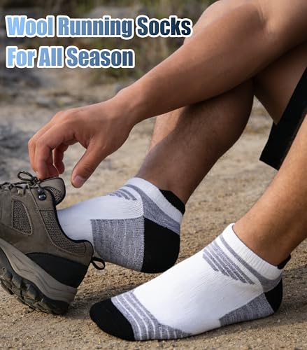 Image of 90% Merino Wool Athletic Breathable Low Cut Socks for Men 3 Pairs | Running Cycling Tennis Hiking Ultra-Light Thin Ankle No Show Moisture Wicking Support Breathable Cushioned for Men & Women