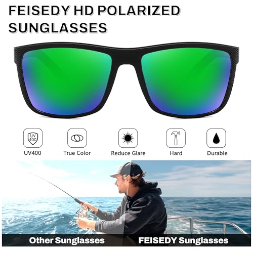 Image of FEISEDY Polarized Sunglasses for Men and Women Lightweight Frame Sun Glasses with UV400 Protection for Driving Fishing B0301