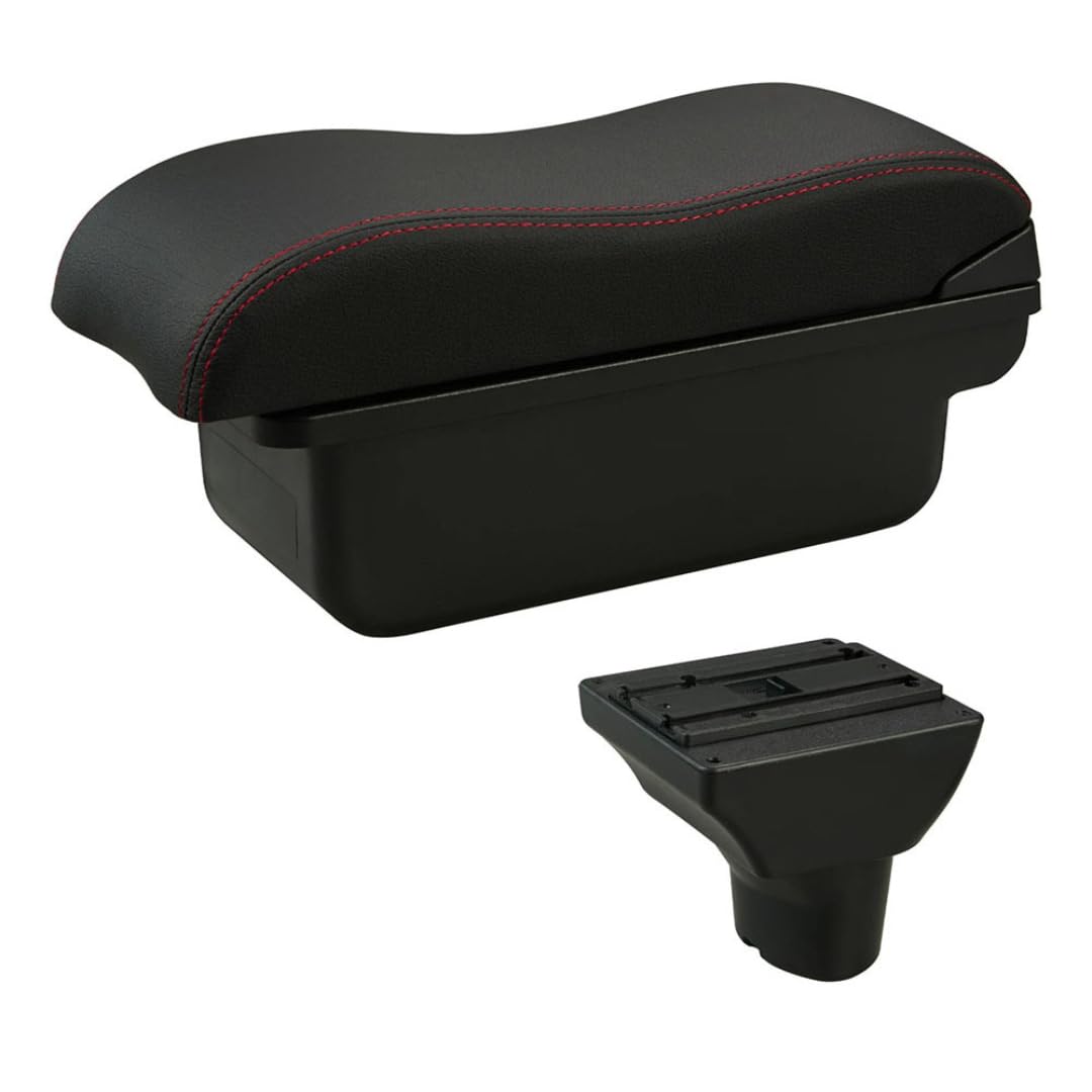 Toiumops Armrest for Hyundai I20, Car Armrest Box Center Console Store box(A1 Red Line No USB)