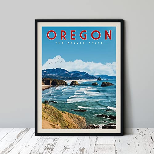 Oregon State Poster, Oregon Travel Print, Oregon, Portland Oregon Wall Art, Oregon Map Art, Oregon Coast