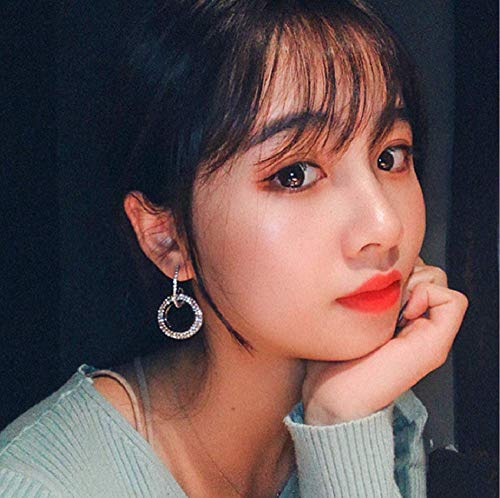 Maihao Fashion Rhinestone Double Circle Hoop Earrings For Women Geometric 8 Infinity Round Rings Drop Earrings Party Jewelry Charm (Silver) #TOP4