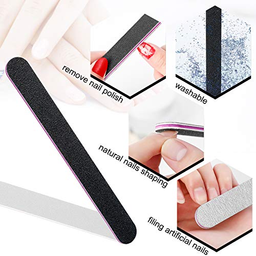 12PCS Nail Files,Professional Manicure Pedicure Tools Which Can Shape and Smooth Your Nails,Emery Boards Nail File for Acrylic Natural Nails,10PCS Black 100/180 Grit and 2PCS Purple 180/240 Nail Files