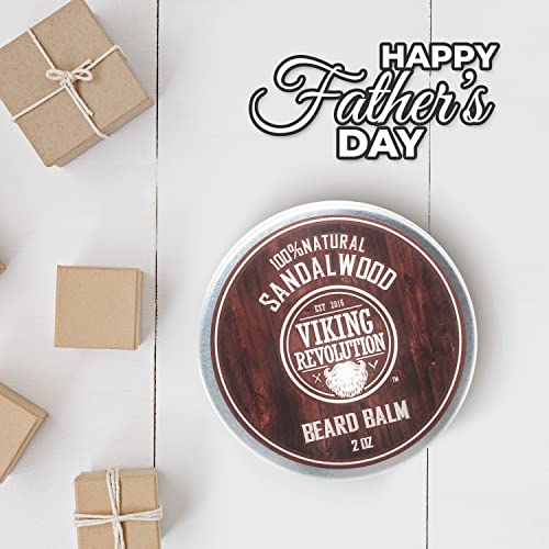 Viking Revolution Beard Balm With Sandalwood Scent And Argan & Jojoba Oils- Styles, Strengthens & Softens Beards & Mustaches - Leave In Conditioner Wax For Men (1 Pack) #TOP5