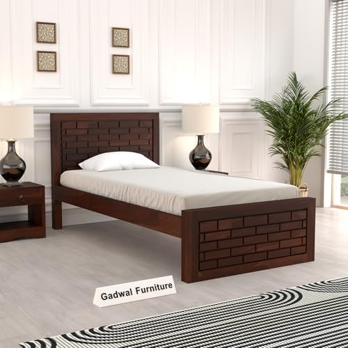 Image of Solid Sheesham Wooden Bed 6X4 Bed Single Bed Without Storage for Bedroom - Single Cot Wooden BedSingle Size for Living Room Guest Room - 12 Month Warranty (James Walnut)