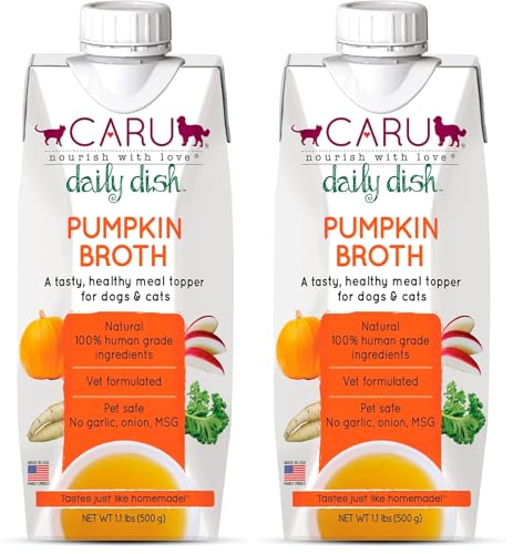 Image of Caru - Daily Dish Pumpkin Broth Meal Topper for Dogs & Cats - Savory Pour-Over Broth - 1.1 lbs. (Pack of 2)