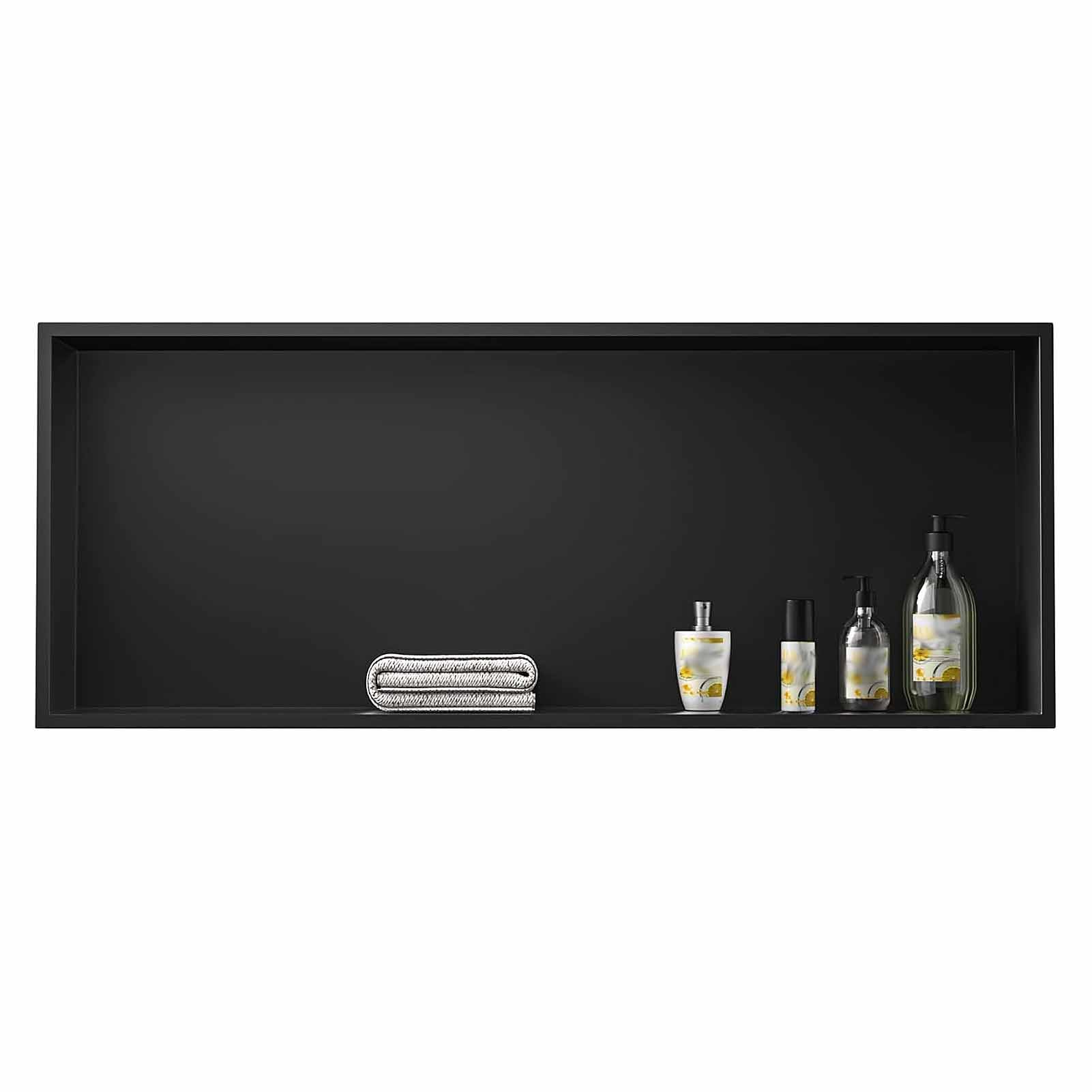 KaBuea Shower Niche Matte Black Stainless Steel Waterproof Recessed Wall Mounted Insert Storage Shower Caddy Storage No Tile