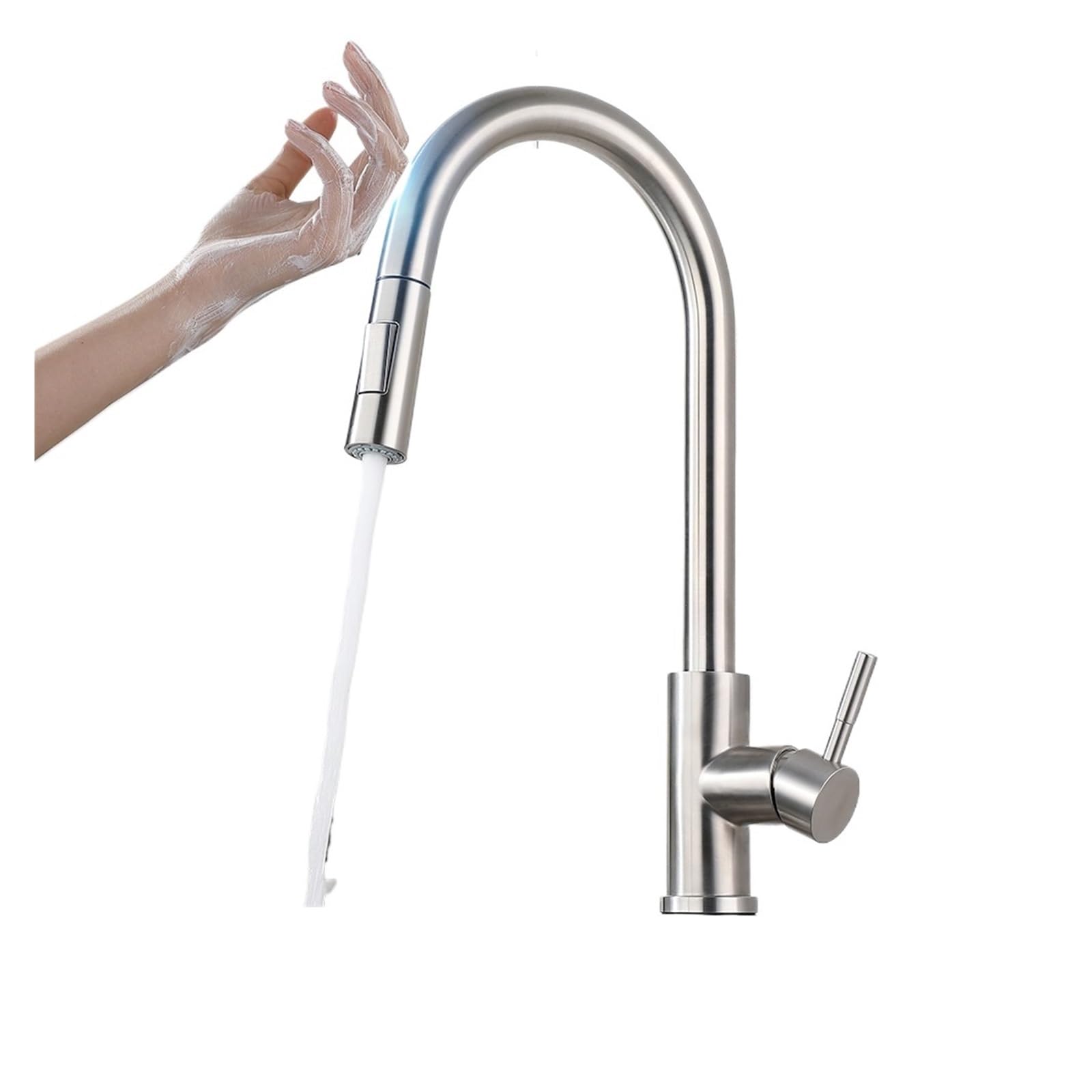 BHFPFZA Smart Touch Sensor Kitchen FaucetBlack Rotary Mixer KH1015 G3/8HandsFree Water Control Modern Design for Easy Kitchen Experience