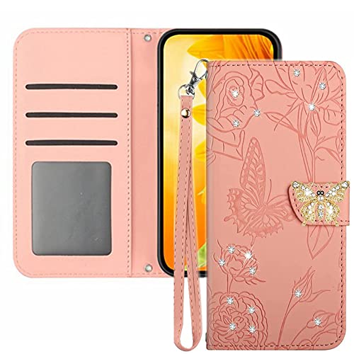 EuoDuo Coque Compatible avec Wiko Power U10 / U20 Étui Rabattable Glitter Diamant Motif en Relief Papillon Fleur PU Cuir Portefeuille Housse Magnétique Flip...