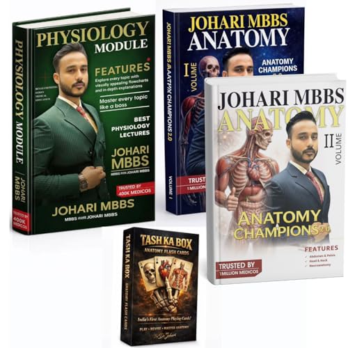 Image of Johari MBBS Anatomy Champions Vol 1 & 2 + Physiology in 20 Days Notes | Complete Medical Exam Preparation Guide | Flowcharts, Quick Revision, Viva, MCQs & In-Depth Concepts for MBBS Students Medicos