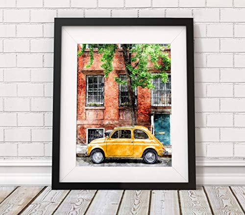 The Pawp Shop Orange Fiat 500 Art Print, Fiat 500 Artwork, New York City Wall Art thumb #3
