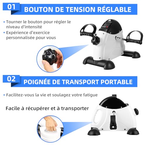 Mini vélo d'appartement EVOLAND pédalier portable pour jambes et bras - 5