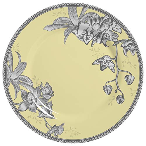 Conjunto Alleanza de 6 Pratos Raso Heritage Cinza Amarelo