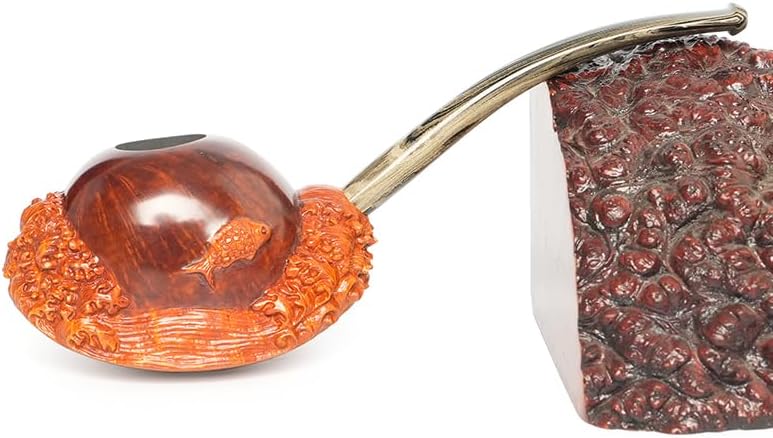 Heysong Pipes Handmade in Mediterranean Briar Pipe - Delicately Hand-Carved Animal Shapes Design Collectible (H70223Q3W1K)