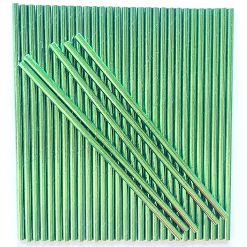 100 pitillos de papel verde metálico biodegradables miniatura 3