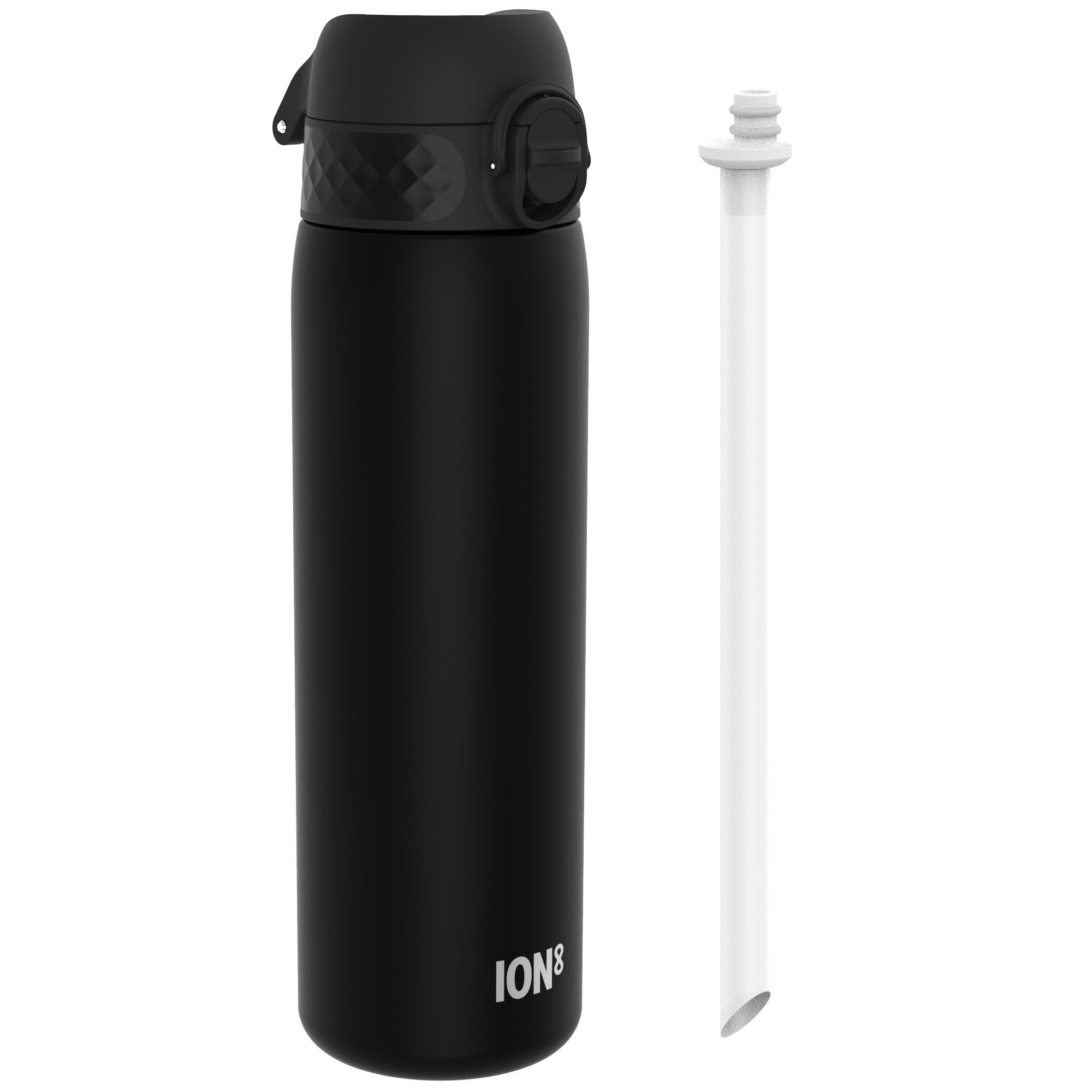 Ion8 Black Leak Proof Medium Water Bottle With Straw, Recyclon, 500Ml (18Oz)