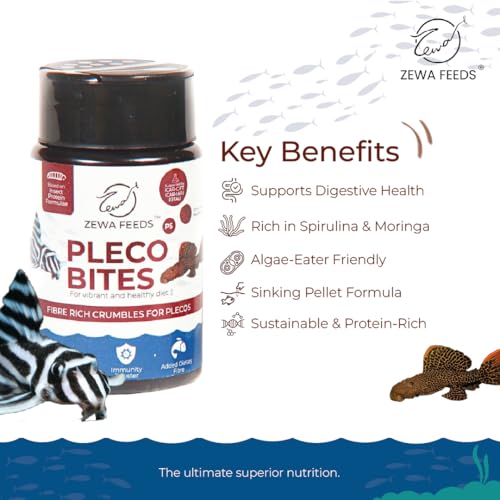 Image of Pleco Fish Feed 45g X 2 | High-Fiber Fish Food for Algae-Eating Bottom Dwellers | 1.2-2 mm Slow Sinking Pellets with Spirulina, Moringa & BSF Protein | Supports Digestion & Immunity