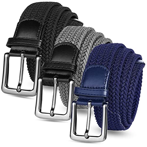 Golf Belts for Men Women 2/3 Pack Braided Elastic Fabric Stretch Canvas Woven Belt for Sports Hiking