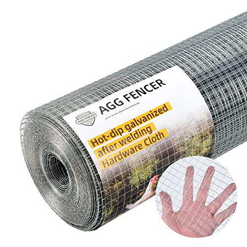 AggFencer Hardware Cloth 1/2 inch 48 x 100ft Chicken Wire Fencing Hot-Dipped Galvanized After Welding Garden Plant Supports Welded Metal Chicken Wire Poultry Animal Netting Cage Screen