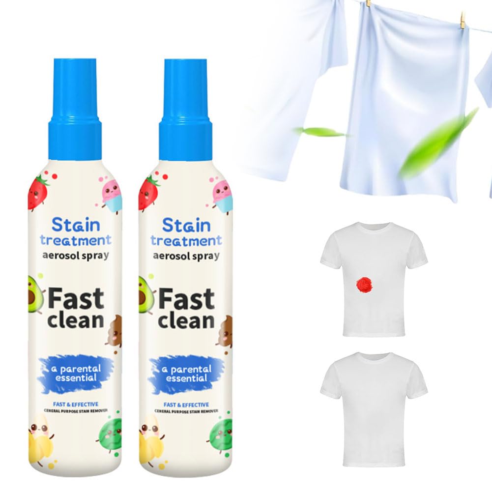 Stain Remover for Clothes,2pcs Stain Remover,Laundry Stain Treater,Fabric Stain Remover,Stain Treater Spray,Laundry Stain Remover,No Dry Cleaning,for Clothes,Fast-Acting Messy Eater Solution