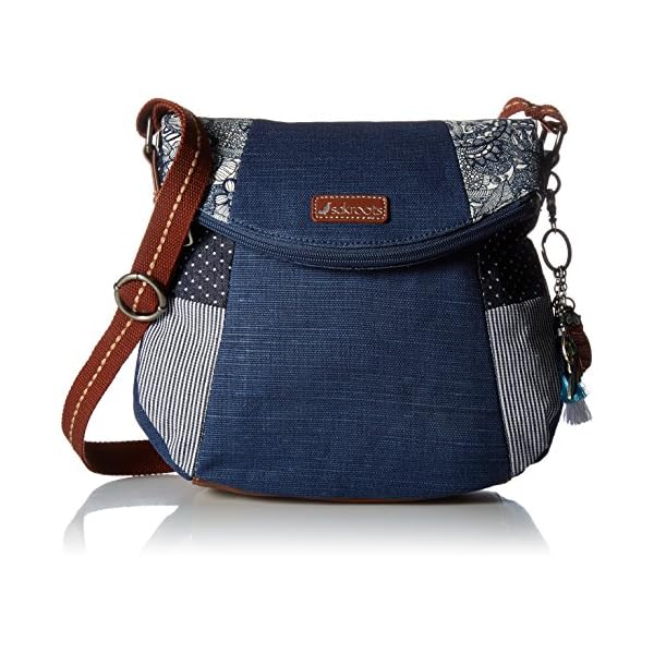 Sakroots-Foldover-Crossbody Sakroots womens Foldover Crossbody Bag Cotton Canvas, Multifunctional Purse With Adjustable Strap Zipper Pockets Sustainable Durable Design, Navy Spirit Desert, One Size US