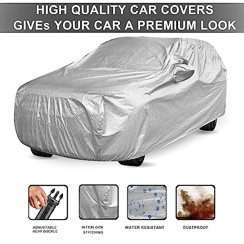 Image of Auto Hub Waterproof Car Cover Compatible with Maruti Fronx with Mirror Pocket, Soft Cotton Lining, Waterproof Fronx Car Cover- Metallic Silver